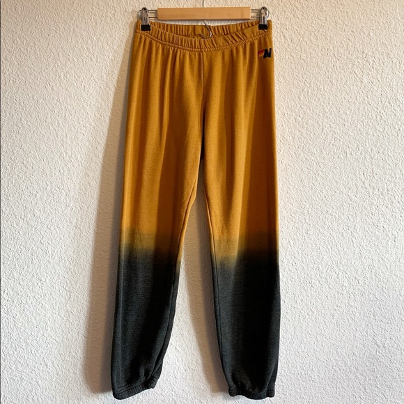 Aviator Nation Pants - Aviator Nation Mustard Yellow Ombré Sweatpants